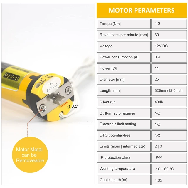 Alt view image 3 of 7 - 12V DC Hardwired RV Shade Motor Replacement Window Blind Motor with Built-in Limit Switch, Adjustable by Allen Wrench