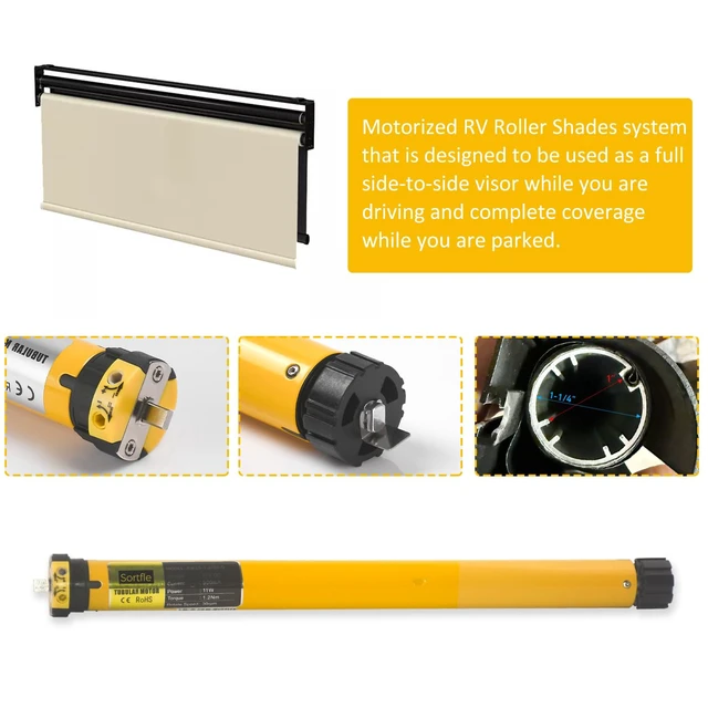 Alt view image 6 of 7 - 12V DC Hardwired RV Shade Motor Replacement Window Blind Motor with Built-in Limit Switch, Adjustable by Allen Wrench