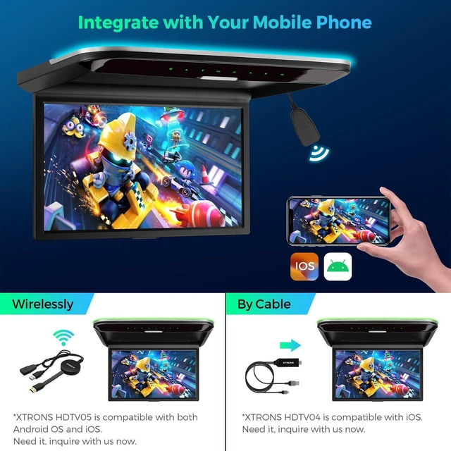 Alt view image 4 of 7 - 14 Inch Flip-Down Car Overhead Player with HDMI & Built-in Speaker
