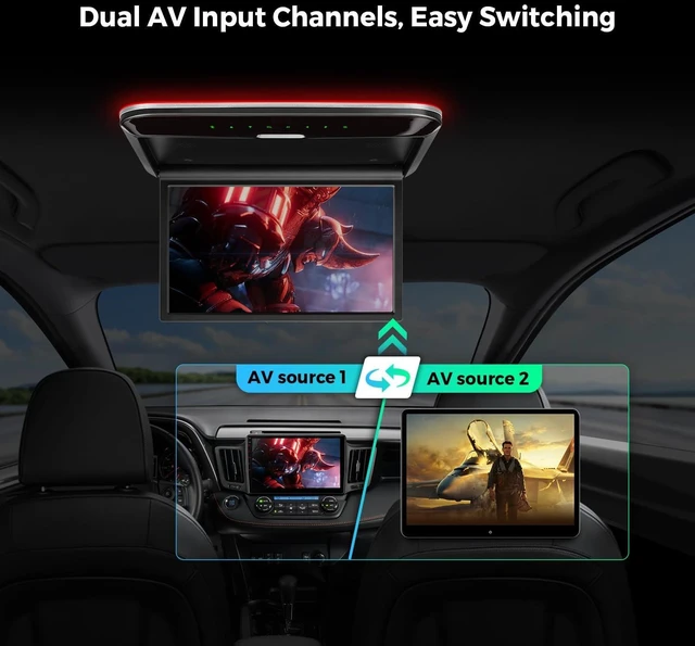 Alt view image 6 of 7 - 14 Inch Flip-Down Car Overhead Player with HDMI & Built-in Speaker