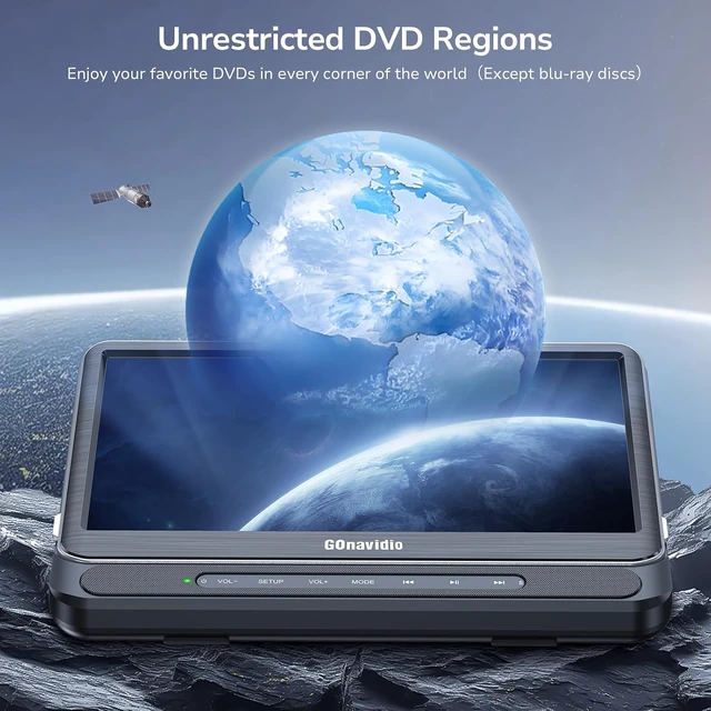 Alt view image 4 of 7 - 12" Dual Car DVD Players with 2 Headphones, HDMI Input, 5-Hour Battery, MP4