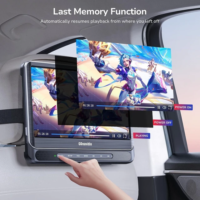 Alt view image 5 of 7 - 12" Dual Car DVD Players with 2 Headphones, HDMI Input, 5-Hour Battery, MP4