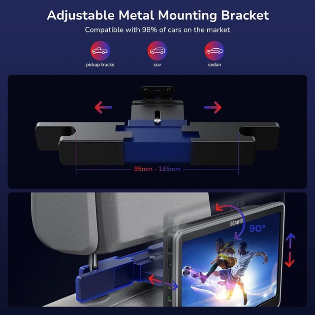 Alt view image 7 of 7 - 10.1" Dual Car DVD Player with HDMI Input & Auto Suction Disc