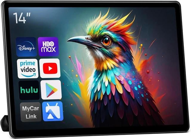 Main image of 14" Car Headrest TV Monitor Universal Rear Entertainment with Phone Wireless Mirror Link, 4K Touch Screen, WiFi/Bluetooth/HDMI/USB, 2G+32G (14" 2+32 1pcs)