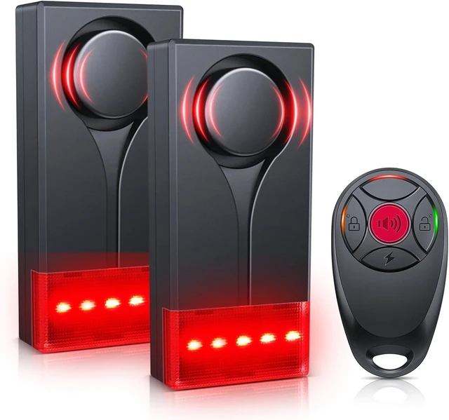 Main image of 108dB Car Vibration Sound & Light Anti-Theft Alarm with Remote, LED Flashing Security Light, Wireless Vehicle Alert, 2 Pcs