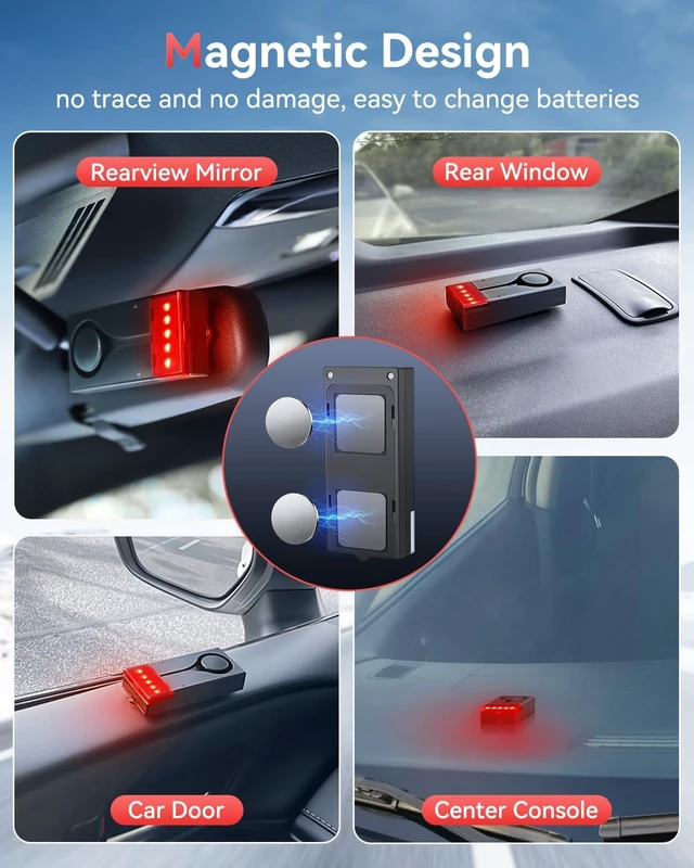 Alt view image 5 of 6 - 108dB Car Vibration Sound & Light Anti-Theft Alarm with Remote, LED Flashing Security Light, Wireless Vehicle Alert, 2 Pcs