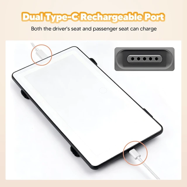 Alt view image 6 of 7 - 2 Pcs Car Sun Visor Vanity Mirror with Protective Cover LED Makeup Mirror, 3 Light Modes, Dual Rechargeable Dimmable Touch Control, Universal for Car, Truck & SUV
