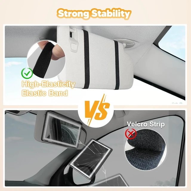 Alt view image 7 of 7 - 2 Pcs Car Sun Visor Vanity Mirror with Protective Cover LED Makeup Mirror, 3 Light Modes, Dual Rechargeable Dimmable Touch Control, Universal for Car, Truck & SUV