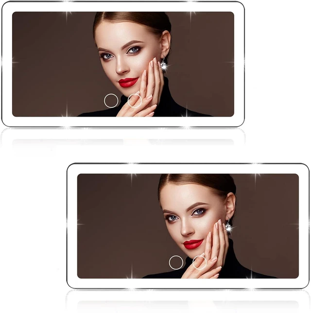Main image of 2 Pcs Rechargeable Car Sun Visor Vanity Mirror, 3 Light Modes & 80 LEDs