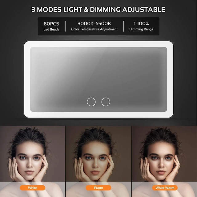 Alt view image 4 of 7 - 2 Pcs Rechargeable Car Sun Visor Vanity Mirror, 3 Light Modes & 80 LEDs