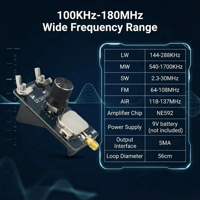 Alt view image 3 of 7 - NE592 Active Loop Shortwave Antenna with Metal Shield