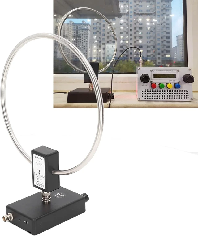 Alt view image 7 of 7 - 3-30MHz Stainless Steel Active Loop Shortwave Antenna, Short Radio Receiving Antenna