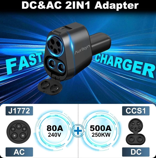 Alt view image 2 of 7 - 2-in-1 CCS1 to NACS & J1772 to Tesla Adapter, Max 250kW 500V Fast Charging for Model 3/Y/X/S/Cybertruck, ChargePoint/EVgo/Electrify America Compatible