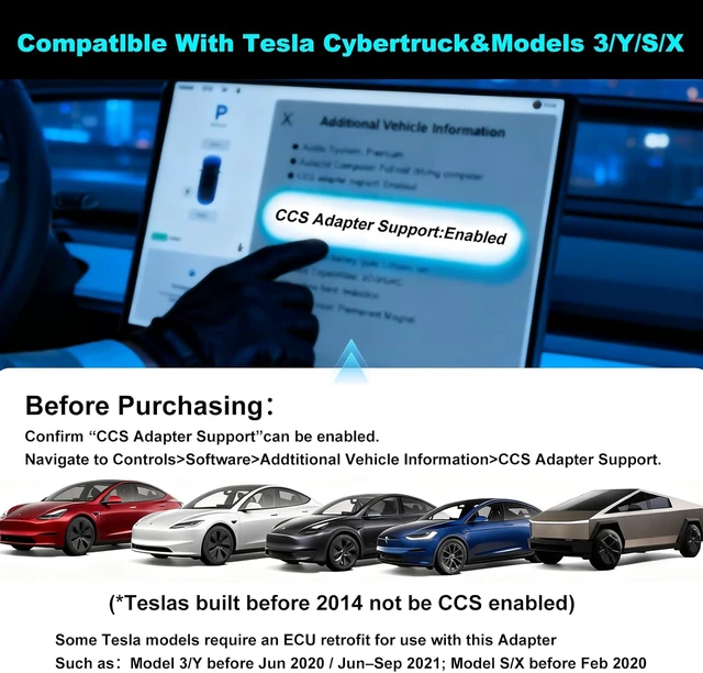 Alt view image 3 of 7 - 2-in-1 CCS1 to NACS & J1772 to Tesla Adapter, Max 250kW 500V Fast Charging for Model 3/Y/X/S/Cybertruck, ChargePoint/EVgo/Electrify America Compatible