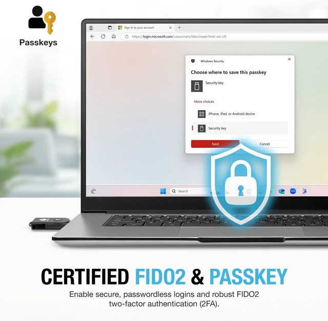Alt view image 2 of 7 - PRO-A for Business USB-A FIDO2 Security Key L1, MFA & Passkey Access for School ERP & Employee Accounts, Coinbase/Google Workspace Compatible, 2 Pack