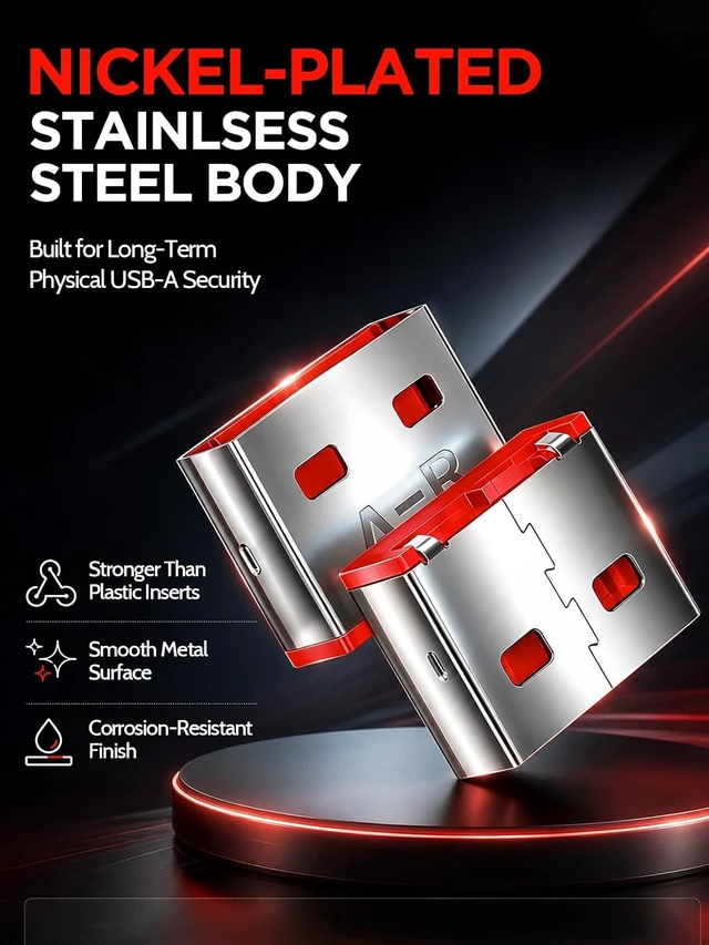 Alt view image 3 of 7 - 100-Pack USB-A Port Locks with 10 Keys, Dust-Proof & Physical Security (Red)