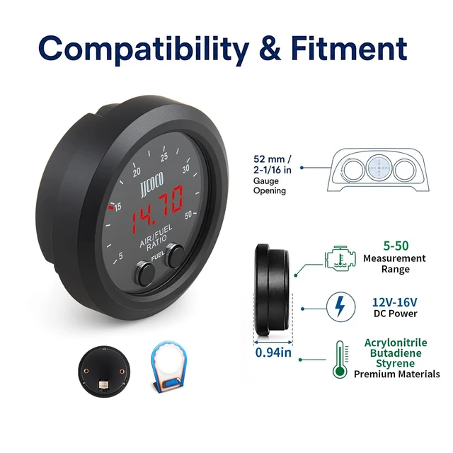 Alt view image 3 of 7 - Universal Wideband UEGO Multi-Fuel Air/Fuel Ratio (AFR) Gauge Kit