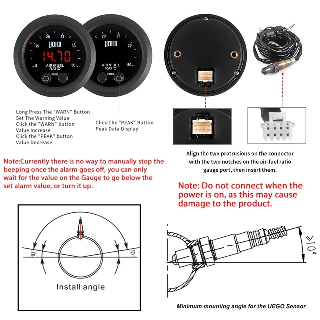 Alt view image 5 of 7 - Universal Wideband UEGO Multi-Fuel Air/Fuel Ratio (AFR) Gauge Kit