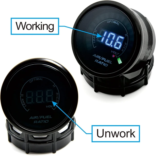 Alt view image 2 of 6 - 52mm (2-1/16") LED Digital Air/Fuel Ratio Gauge with Narrowband O2 Sensor, 12V Car Gauge