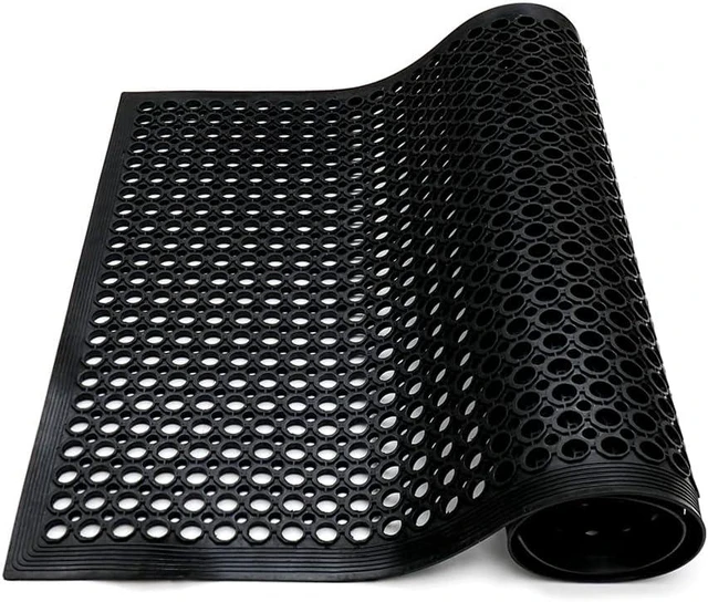 Main image of Commercial Grade Anti-Fatigue Rubber Floor Mat, Grease Resistant & Non-Slip Recycled Tire, for Restaurant, Kitchen, Bar, Garden & Outdoor Wet Areas (36"x 60") Black