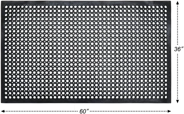 Alt view image 2 of 7 - Commercial Grade Anti-Fatigue Rubber Floor Mat, Grease Resistant & Non-Slip Recycled Tire, for Restaurant, Kitchen, Bar, Garden & Outdoor Wet Areas (36"x 60") Black