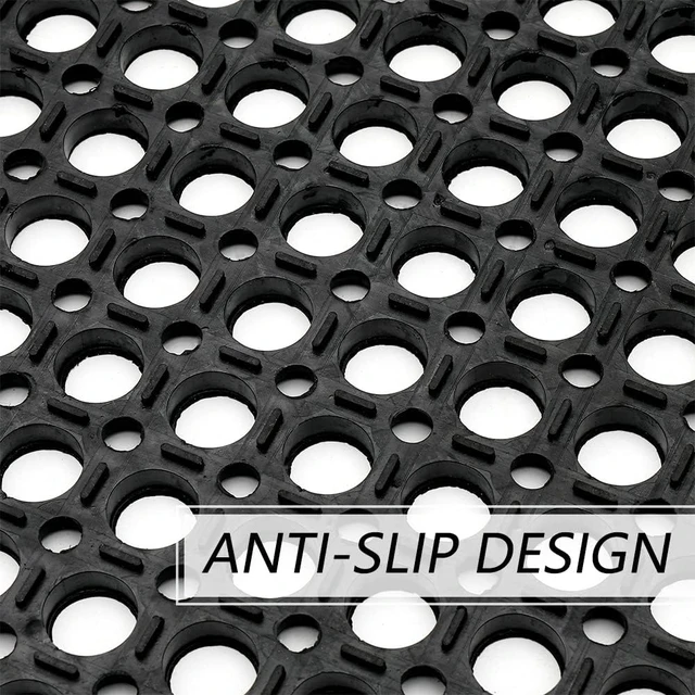Alt view image 4 of 7 - Commercial Grade Anti-Fatigue Rubber Floor Mat, Grease Resistant & Non-Slip Recycled Tire, for Restaurant, Kitchen, Bar, Garden & Outdoor Wet Areas (36"x 60") Black