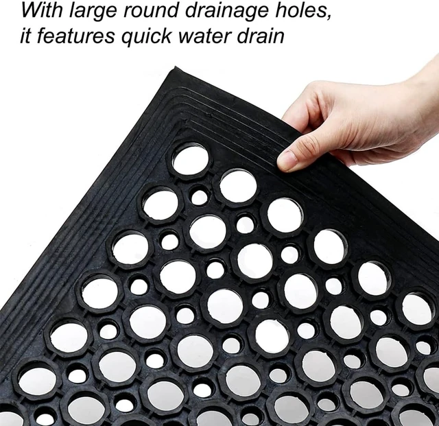 Alt view image 6 of 7 - Commercial Grade Anti-Fatigue Rubber Floor Mat, Grease Resistant & Non-Slip Recycled Tire, for Restaurant, Kitchen, Bar, Garden & Outdoor Wet Areas (36"x 60") Black