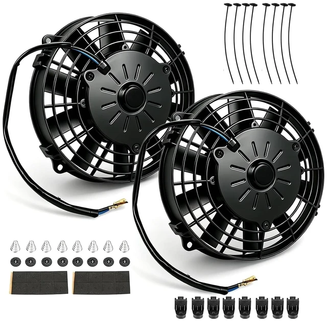 Main image of 8 Inch Reversible 12V 80W Slim Electric Radiator Fan, Push & Pull, Universal Fit for Car/Truck/SUV (Black w/Mount)