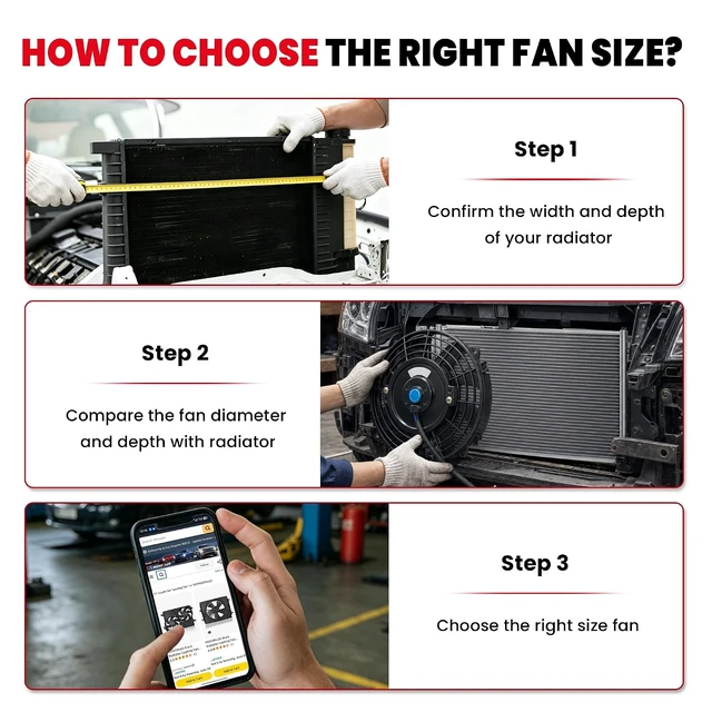 Alt view image 3 of 7 - Black Universal 12V Electric Radiator Slim Fan, Push/Pull, with Mounting Kit, 7 Inch, Set of 2