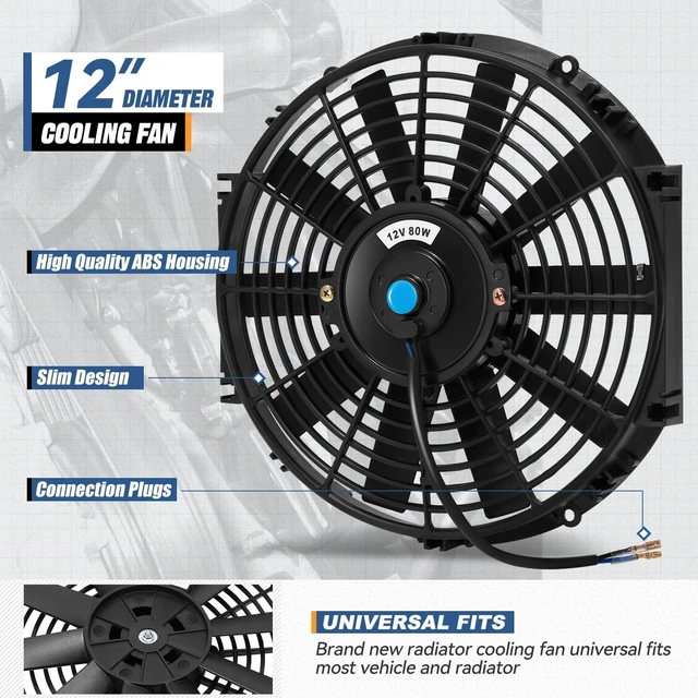 Alt view image 3 of 6 - 12" Universal Electric Radiator Cooling Fan Kit, 2 Pcs (Black)