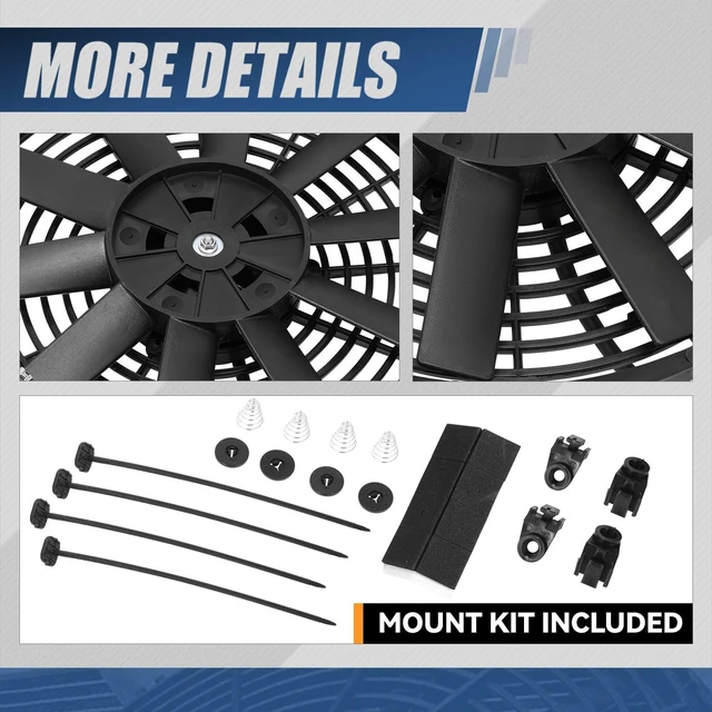 Alt view image 6 of 6 - 12" Universal Electric Radiator Cooling Fan Kit, 2 Pcs (Black)