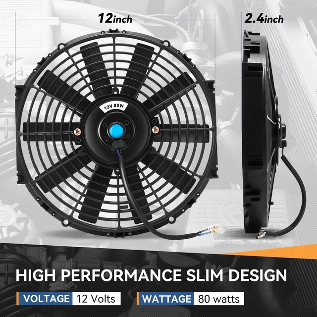 Alt view image 5 of 6 - 12" Universal Electric Radiator Cooling Fan Kit, 2 Pcs (Black)