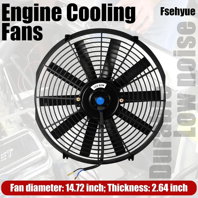 Alt view image 2 of 7 - Universal 14" Slim High-Performance Electric Radiator Cooling Fan Push/Pull 80W 12V Mount Kit, 2 PCS
