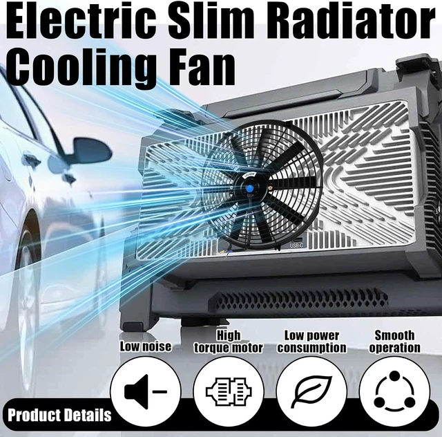 Alt view image 5 of 7 - Universal 14" Slim High-Performance Electric Radiator Cooling Fan Push/Pull 80W 12V Mount Kit, 2 PCS