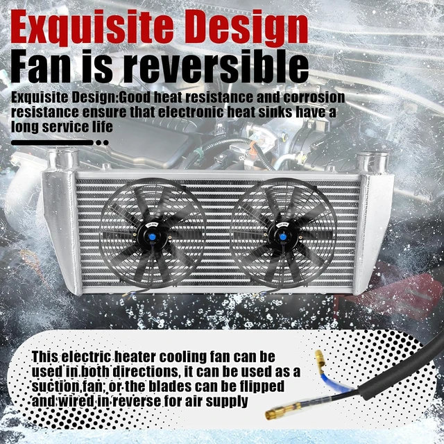 Alt view image 6 of 7 - Universal 14" Slim High-Performance Electric Radiator Cooling Fan Push/Pull 80W 12V Mount Kit, 2 PCS
