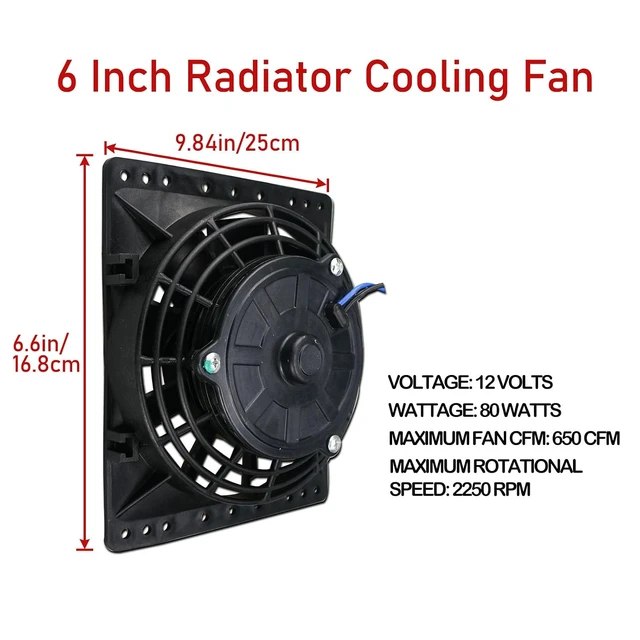 Alt view image 3 of 7 - Universal 6" Electric Radiator Cooling Fans Pull Type, Pack of 2