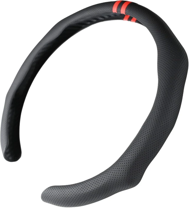 Main image of Quick-Install Nappa Leather Steering Wheel Cover, Fits 14.515 Inch Wheels
