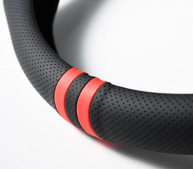 Alt view image 5 of 7 - Quick-Install Nappa Leather Steering Wheel Cover, Fits 14.515 Inch Wheels