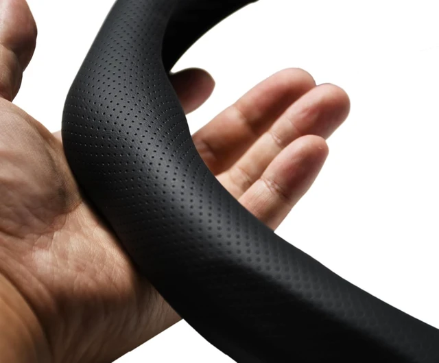 Alt view image 7 of 7 - Quick-Install Nappa Leather Steering Wheel Cover, Fits 14.515 Inch Wheels
