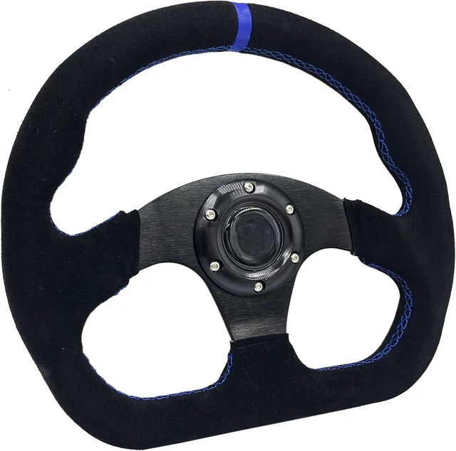 Main image of 13" Sim Racing Steering Wheel Wrap Suede Leather with Blue Stripe