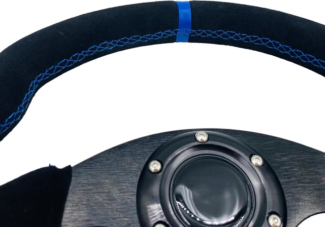 Alt view image 4 of 7 - 13" Sim Racing Steering Wheel Wrap Suede Leather with Blue Stripe