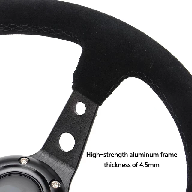 Alt view image 4 of 7 - 12.5"/320mm Racing Steering Wheel Suede Leather with Yellow Stripe