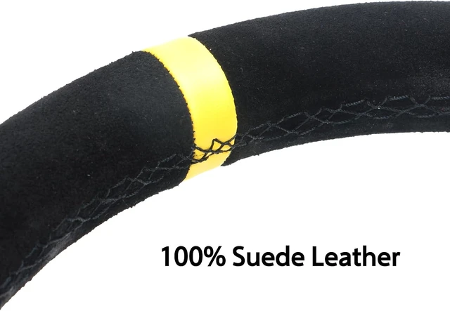 Alt view image 5 of 7 - 12.5"/320mm Racing Steering Wheel Suede Leather with Yellow Stripe