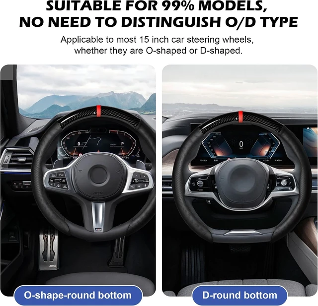 Alt view image 2 of 5 - Sporty Nappa Leather Steering Wheel Cover, 14.515 Inch