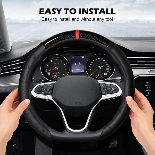 Alt view image 4 of 5 - Sporty Nappa Leather Steering Wheel Cover, 14.515 Inch