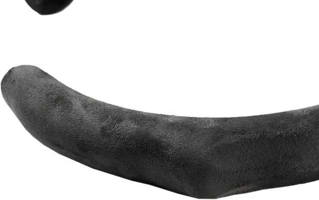 Alt view image 6 of 7 - Quick-Install Sporty Suede Leather Steering Wheel Cover with Red Top Trim, Universal Fit for 14½"15" Car/SUV/Pickup Steering Wheels