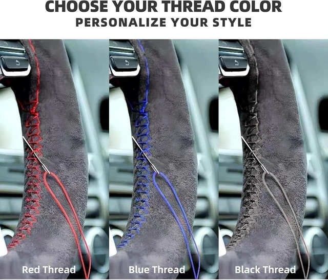 Alt view image 6 of 7 - DIY Stitch-On Suede Leather Steering Wheel Wrap Kit for 1718" Wheels Superior Sweat Absorption & Non-Slip Grip, Comfortable, Durable Year-Round Upgrade
