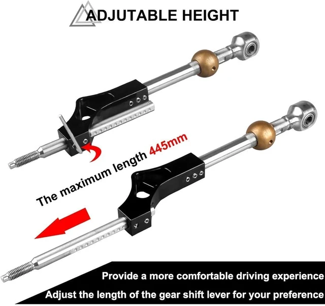 Alt view image 2 of 7 - RYANSTAR Adjustable Shifter Extender Short Shifter Compatible with Civic CRX Del Sol Acura Integra B/D Series Engine, Black