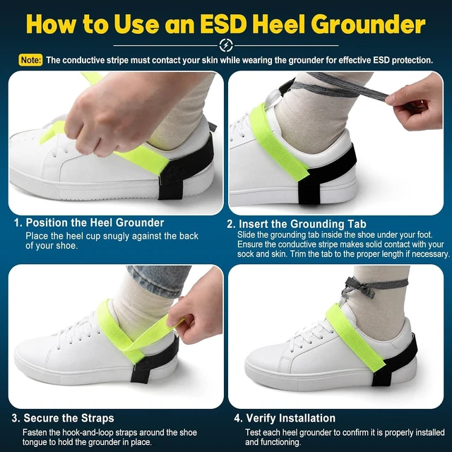Alt view image 3 of 6 - 50 PCS ESD Heel Grounder Straps One-Size Adjustable Anti-Static Foot Straps with 1M Resistor for Grounding, Electronics Protection, Lab & Industrial Use