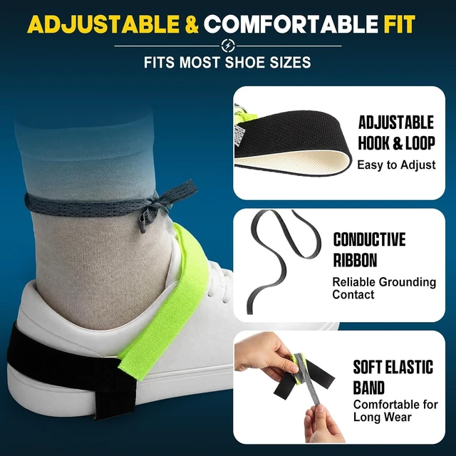 Alt view image 4 of 6 - 50 PCS ESD Heel Grounder Straps One-Size Adjustable Anti-Static Foot Straps with 1M Resistor for Grounding, Electronics Protection, Lab & Industrial Use
